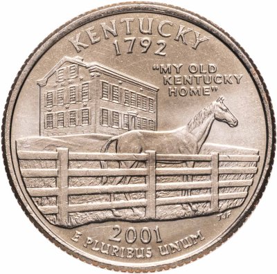 купить США 1/4 доллара (квотер, 25 центов) 2001 Р "Штат Кентукки"