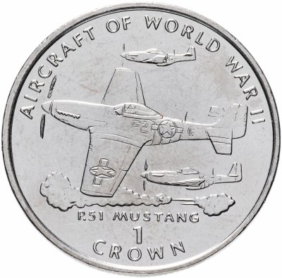 купить Остров Мэн 1 крона 1995 P-51 Mustang (Авиация Второй Мировой войны)