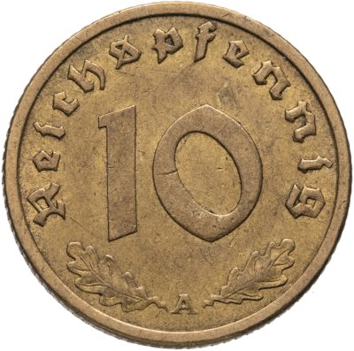 купить Германия, Третий рейх 10 рейхспфеннигов (reichspfennig) 1939