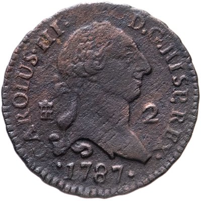 купить Испания 2 мараведи 1787 монетный двор Сеговия