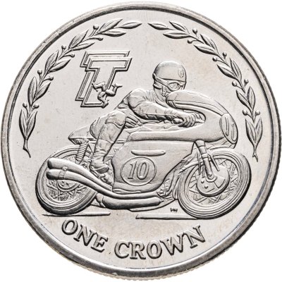 купить Остров Мэн 1 крона (crown) 2005 "Мотогонки "Tourist Trophy" (мотоцикл едет вправо)"