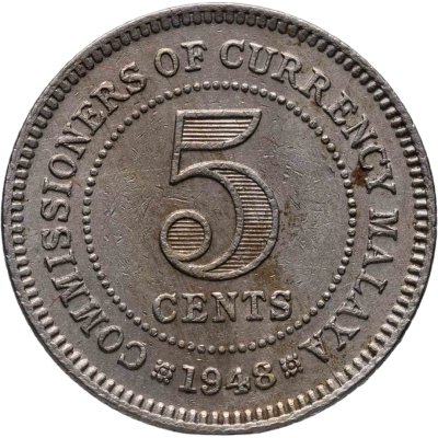купить Малайя 5 центов (cents) 1948