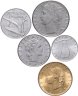 Купить Италия - набор (5 монет)  5, 10 , 20, 50, 100 лир 1956-2001 год