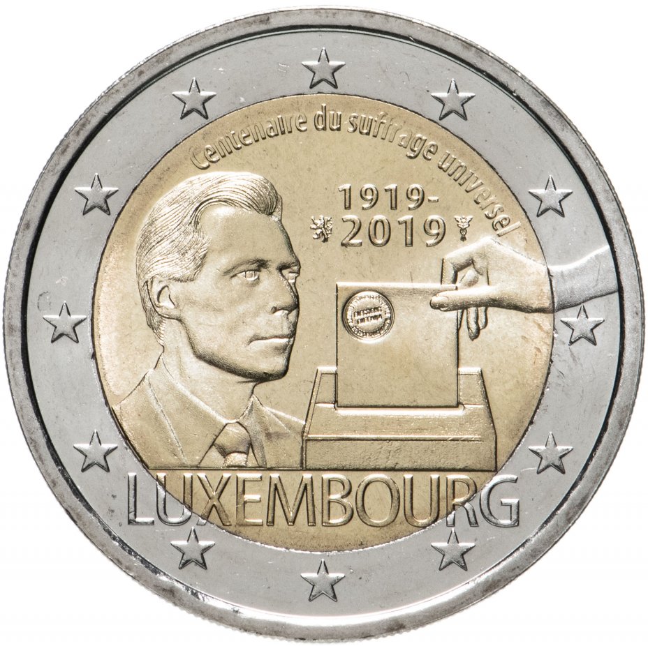 купить Люксембург 2 евро 2019 "100 лет всеобщего избирательного права в Люксембурге"