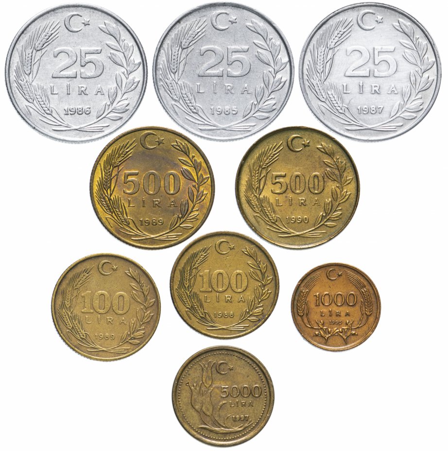 купить Турция набор из 9 монет 1985-1997