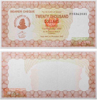 купить Зимбабве 20000 долларов 2003 (2005)