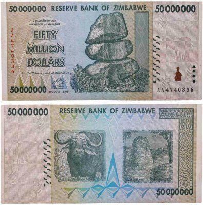 купить Зимбабве 50000000 (50 миллионов) долларов 2008