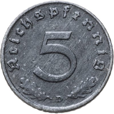 купить Германия (Третий рейх) 5 рейхспфеннигов (reichspfennig) 1944 D