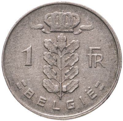 купить Бельгия 1 франк (franc) 1965 надпись на голландском - 'BELGIE'