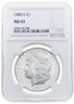 Купить США 1 доллар (dollar) S 1880 Доллар Моргана, знак монетного двора: "S" - Сан-Франциско,  в слабе NGC MS63