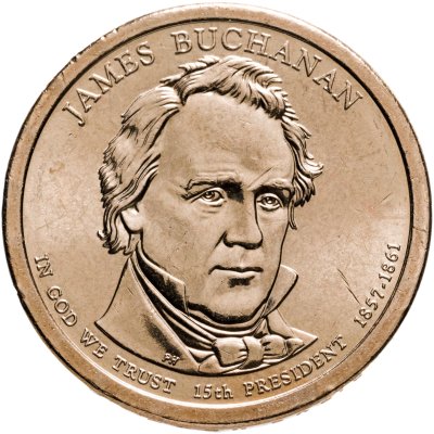 Монета 1 доллар 2010 D Джеймс Бьюкенен (15-й президент США) стоимостью ...