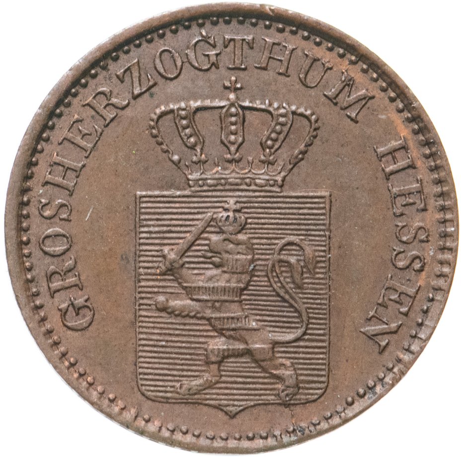 Монета германия, Гессен-Дармштадт 1 пфенниг 1859 стоимостью 1195 руб.
