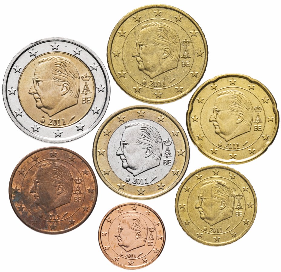 купить Бельгия полный годовой набор евро для обращения 2011 (7 штук: 6 штук VF-XF, 1 цент - UNC)