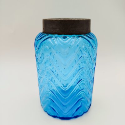 купить Чайница с туловом голубого цвета, стекло, купоросное, металл, Российская империя, 1890-1915 гг.