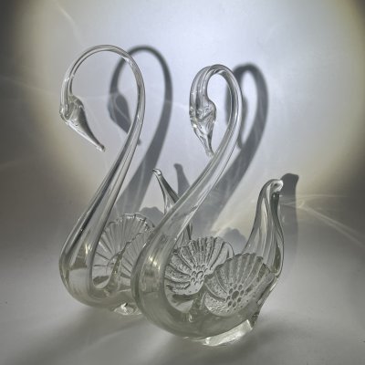 купить Пара салфетниц "Лебеди", стекло, гутная техника, пресс, СССР, 1970-1990 гг.