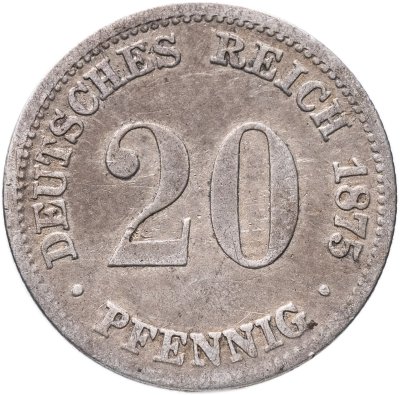 купить Германия 20 пфеннигов (pfennig) 1875, знак монетного двора: "C" - Франкфурт-на-Майне