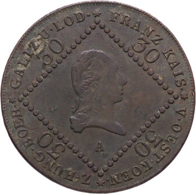 купить Австрия 30 крейцеров (kreuzer) 1807, знак монетного двора "A" - Вена
