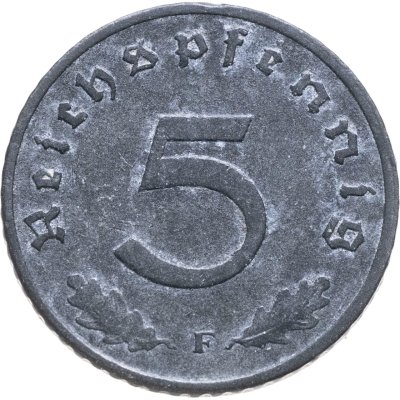 купить Германия (Третий рейх) 5 рейхспфеннигов (reichspfennig) 1941, знак монетного двора: "F" - Штутгарт