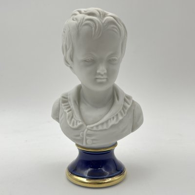 купить Бюст "Александр Броньяр" ("Мальчик") по мотивам одноименного произведения Жана Антуана Гудона, фарфор, крытье, золочение, Европа, 1990-2000 гг.