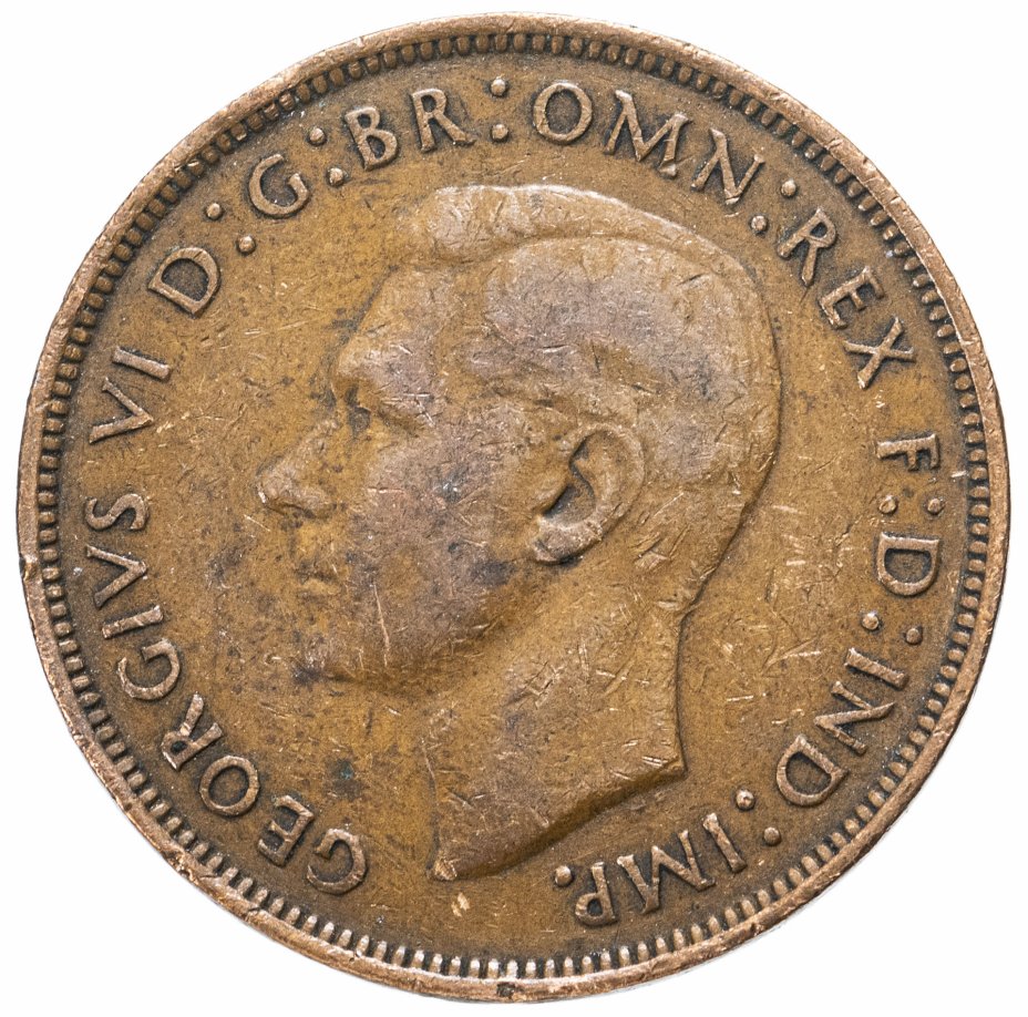 купить Великобритания 1 пенни (penny) 1937-1948 Георг VI с надписью IND IMP, случайная дата