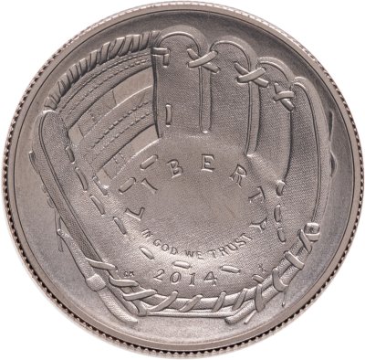 купить США 50 центов (1/2 доллара, half dollar) 2014 "Национальный зал славы бейсбола", знак монетного двора: "D" - Денвер, в буклете с маркой