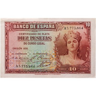 купить Испания 10 песет 1935 (Pick 86a)