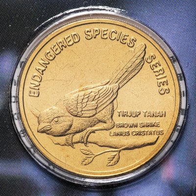 купить Малайзия 25 сенов 2004 "Вымирающие виды - Сибирский жулан" в буклете