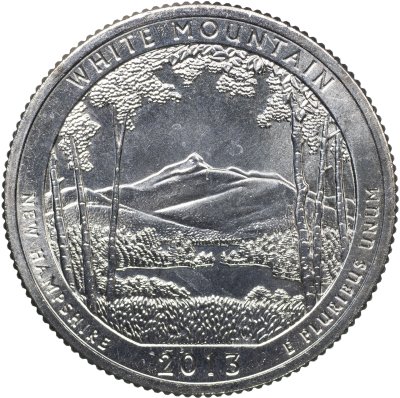 купить США 25 центов [Квотер] 2013 S [KM#542] "Национальный парк Белые горы - White Mountain [New Hampshire]"