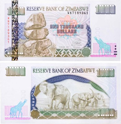 купить Зимбабве 1000 долларов 2003 год (Pick 12b)