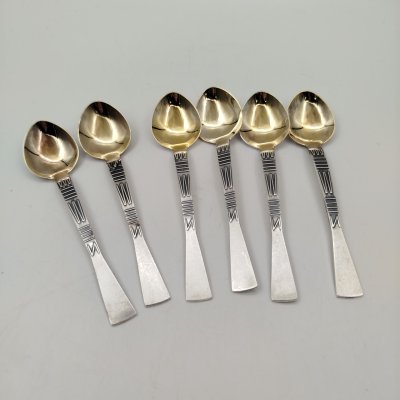 купить Набор из шести чайных ложек с геометрическим декором, мельхиор (медь-никель), Таллинский ювелирный завод, СССР, 1960-1980 гг.