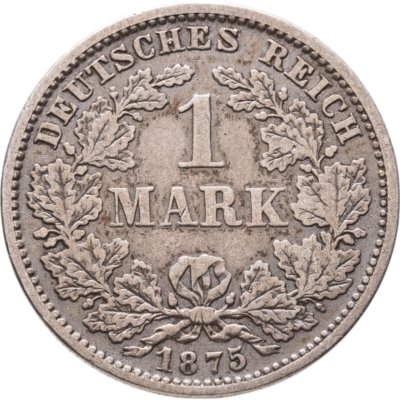 купить Германия 1 марка (mark) 1875, знак монетного двора: "F" - Штутгарт