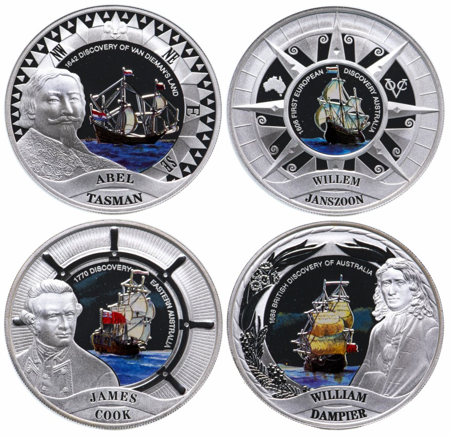 купить Тувалу 1 доллар набор 2006 «400 лет открытия Австралий» из 4 монет