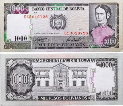 купить Боливия 1000 песо боливиано 1982