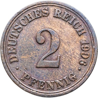 купить Германия 2 пфеннига (pfennig) 1906 A знак монетного двора: "A" - Берлин