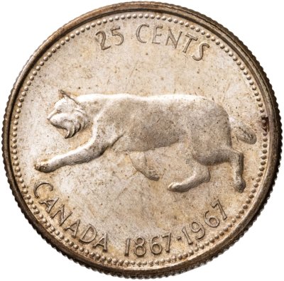купить Канада 25 центов (квотер, cents) 1967 100 лет Конфедерации