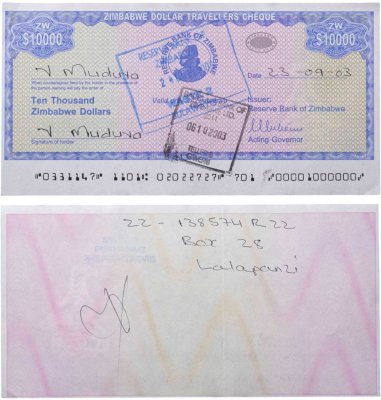купить Зимбабве 10000 долларов 2003