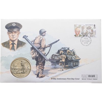 купить Остров Мэн 1 крона 1994 "50 лет высадке в Нормандии 6 июня. Генерал Эйзенхауэр" в буклете(конверте) с маркой