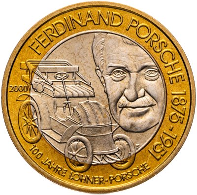 купить Австрия 50 шиллингов (shillings) 2000 "100 лет первому гибридному автомобилю Lohner-Porsche"