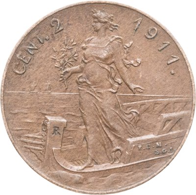 купить Италия 2 чентезимо (centesimi) 1911