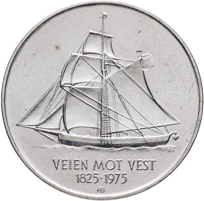 купить Норвегия 5 крон (kroner) 1975 "150 лет иммиграции в Америку"