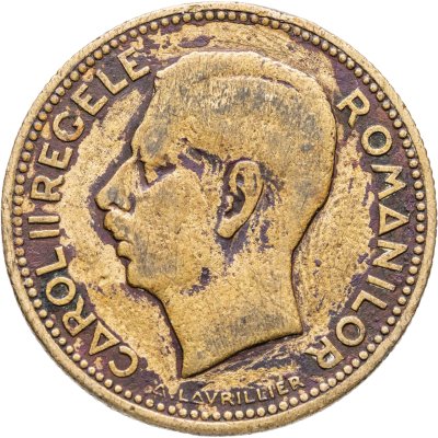 купить Румыния 20 леев (lei) 1930 раковина и крыло Портрет Кароля II знак монетного двора "раковина и крыло" - Париж