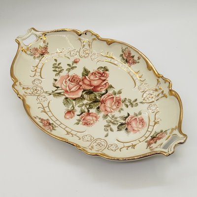 купить Поднос (сервировочное блюдо) "Корейская роза", L'Etoile design de Limoges, фарфор, деколь, золочение, Азия, 2000-2020 гг.