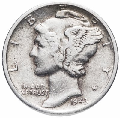 купить США 10 центов (дайм, one dime) 1943 D Mercury Dime (дайм «Меркурий»)
