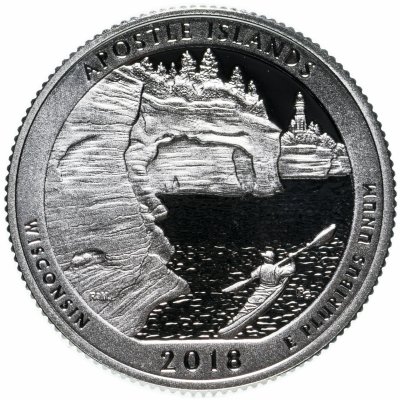 купить США 25 центов (квотер, 1/4 доллара, quarter dollar) 2018 S Proof Национальный парк Апостольских островов
