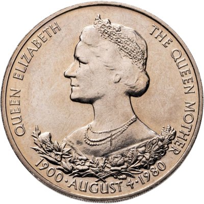 купить Остров Гернси 25 пенсов (pence) 1980 "80 лет Королеве-матери"