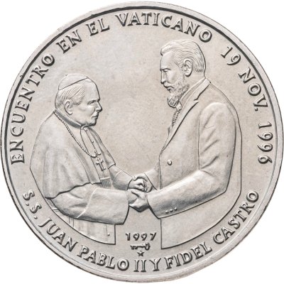 купить Куба 1 песо (peso) 1997 "Визит Фиделя Кастро в Ватикан"