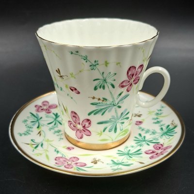 купить Пара кофейная "Комарики" (форма "Одуванчик"), фарфор, деколь, Ленинградский фарфоровый завод (ЛФЗ), Россия, 1970-1991 гг.