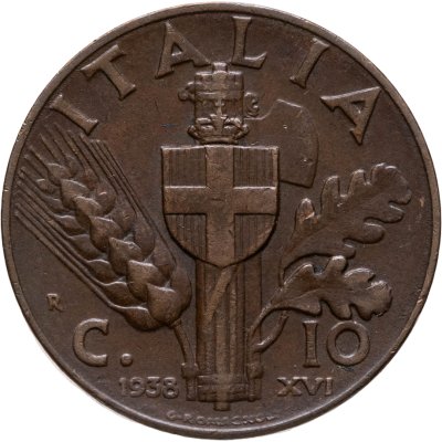 купить Италия 10 чентезимо (centesimi) 1938