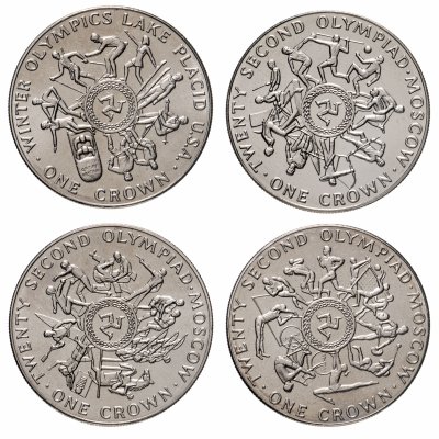 купить Остров Мэн набор 1 крона 1980 "XXII летние Олимпийские игры" 4 монеты
