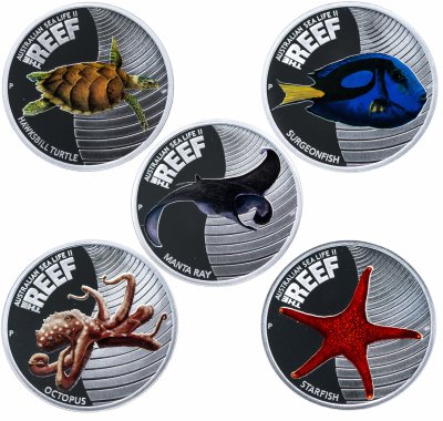 купить Австралия 50 центов набор 2011-2012 «Морская жизнь Австралий. Фауна рифа II» 5 монет